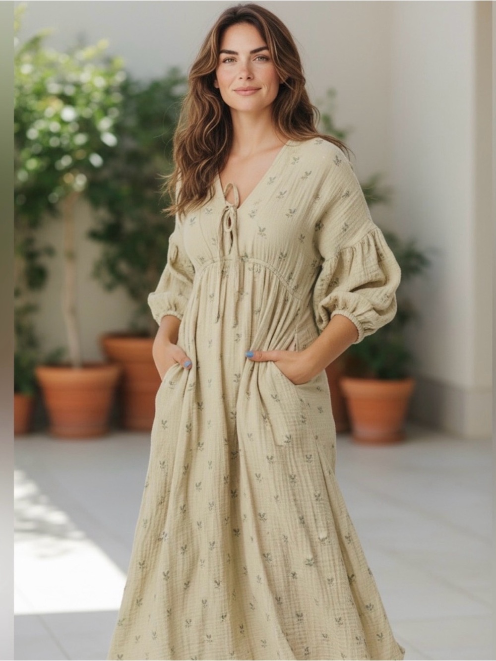 Worth Collective Hunter Floral Cotton Boho Midi Dress Maternity Baby Nursing S